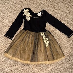 Ooh! La, La! Couture Girls Black Dress with Embellished Neckline- size 4